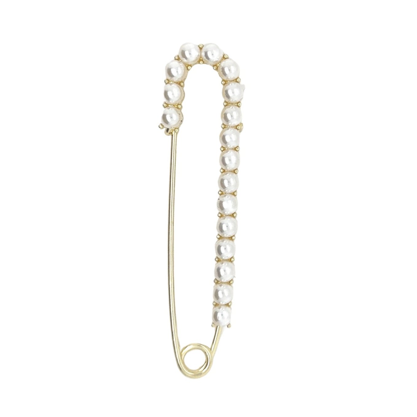Large Pearl Safety Pin, Light Gold