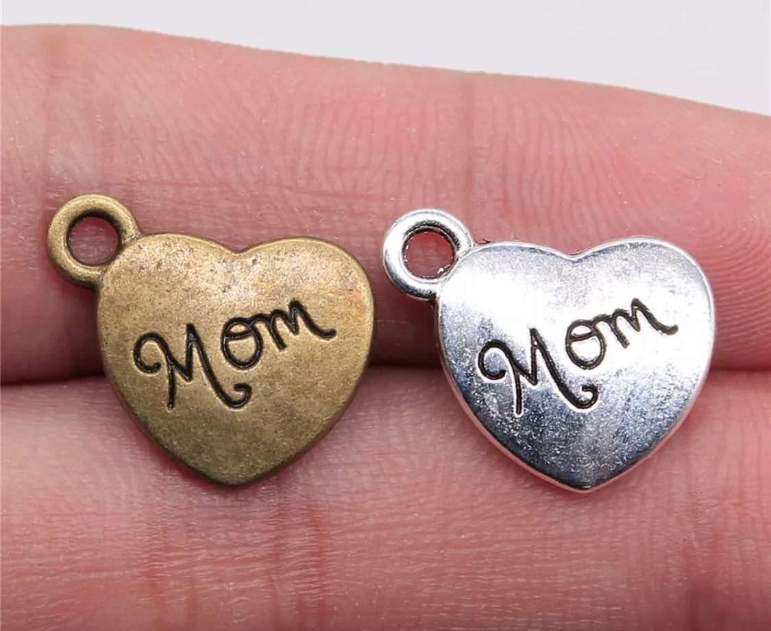 mom charm heart shaped