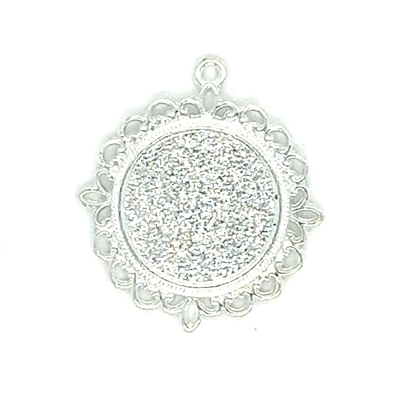 silver round blank charm setting