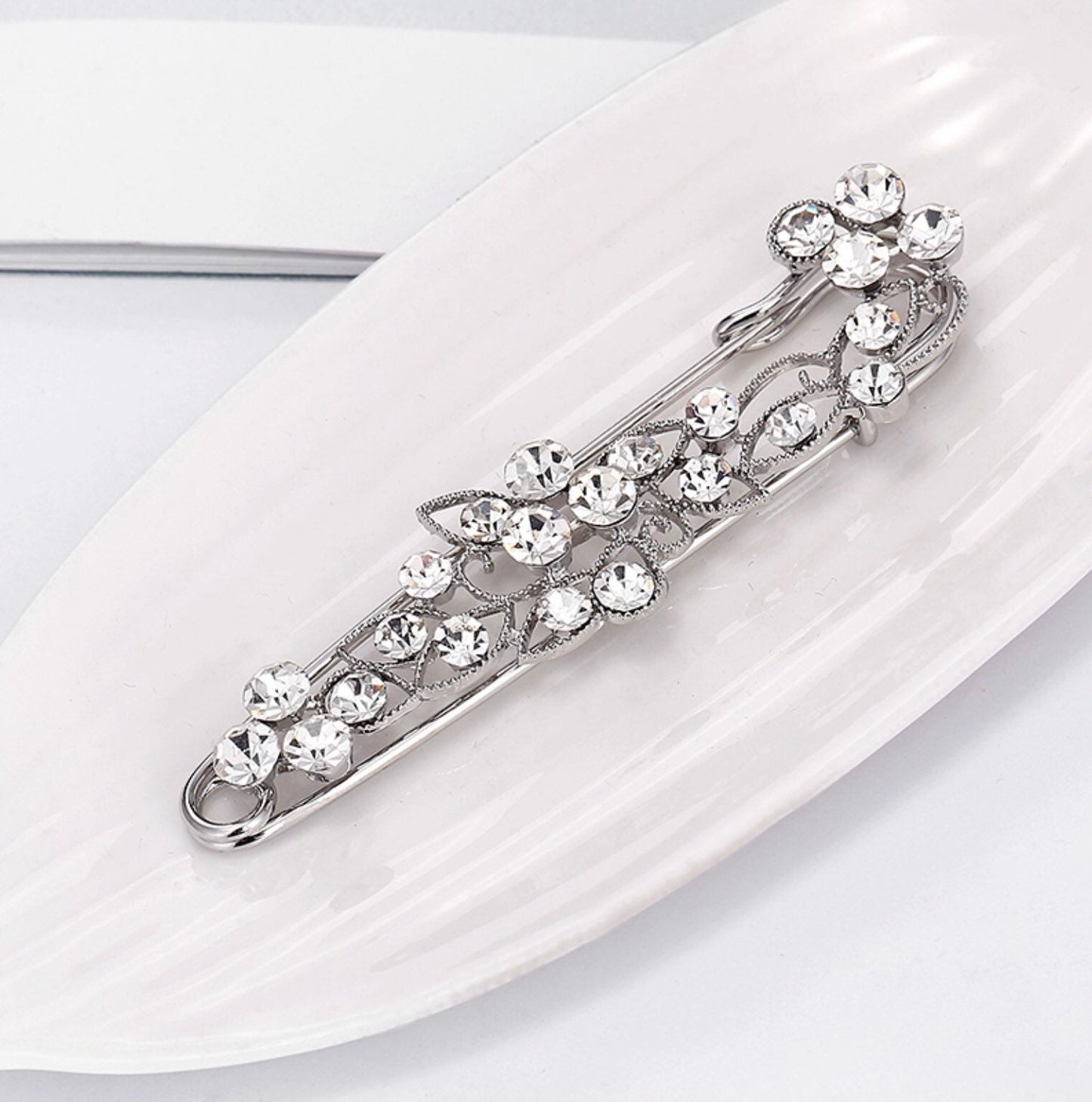 Large pin use to attach Photo charms to your wedding bouquet - Silver and Rhinestone