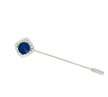 Something Blue Rhinestone Lapel Pin Silver or Gold