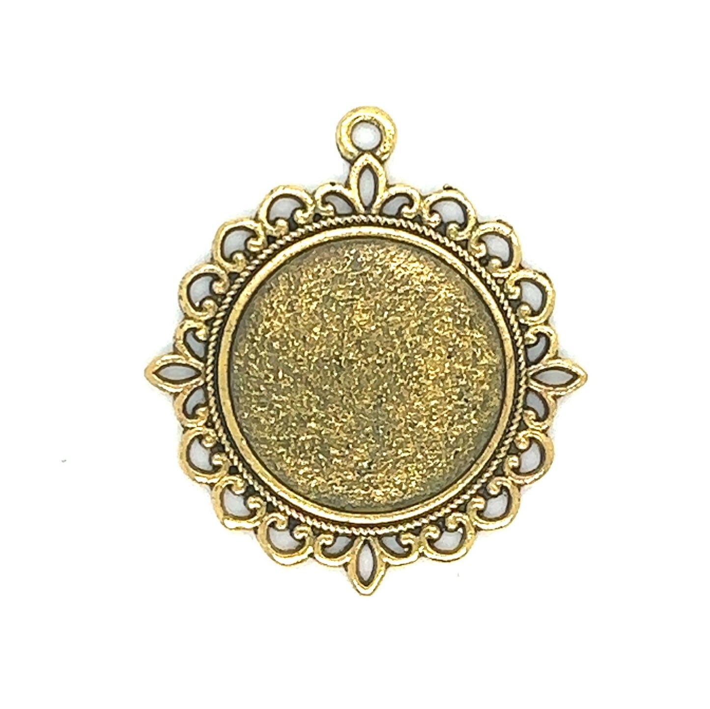 Round Decorative Lace Charm, Antique Gold