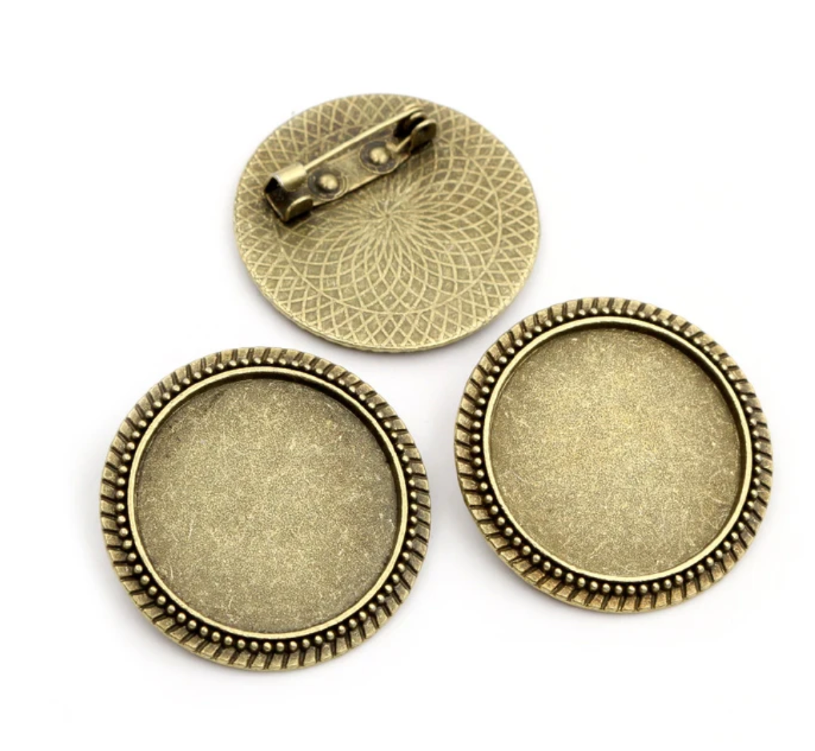 Dark Khaki DIY KIT 25mm Round Beaded Suit Lapel Pins Memorial Keepsakes