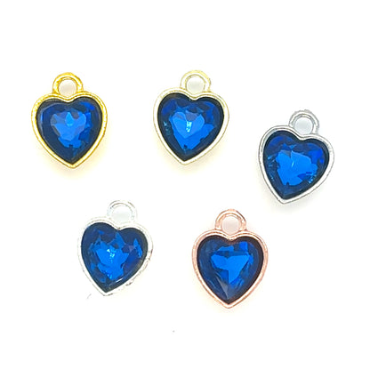 Something Blue heart rhinestone charm