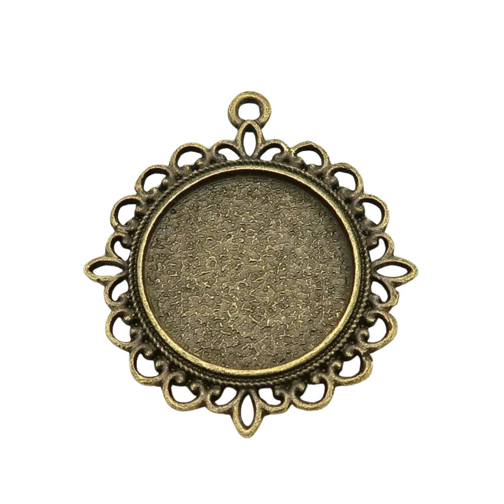 Round Decorative Lace Charm, bronze