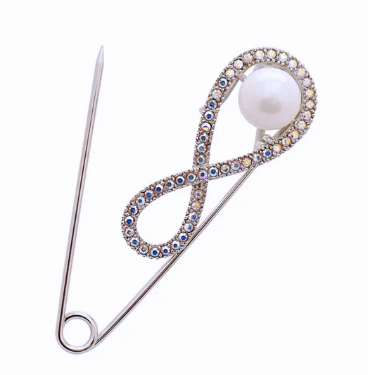 Iridescent Large Pearl  Pin - Silver