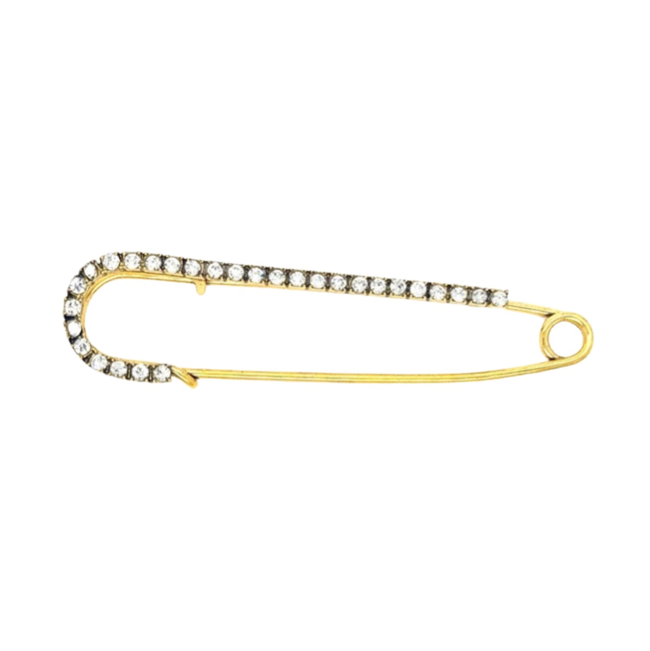 Rhinestone Safety Pin | Add-On, Antique Gold