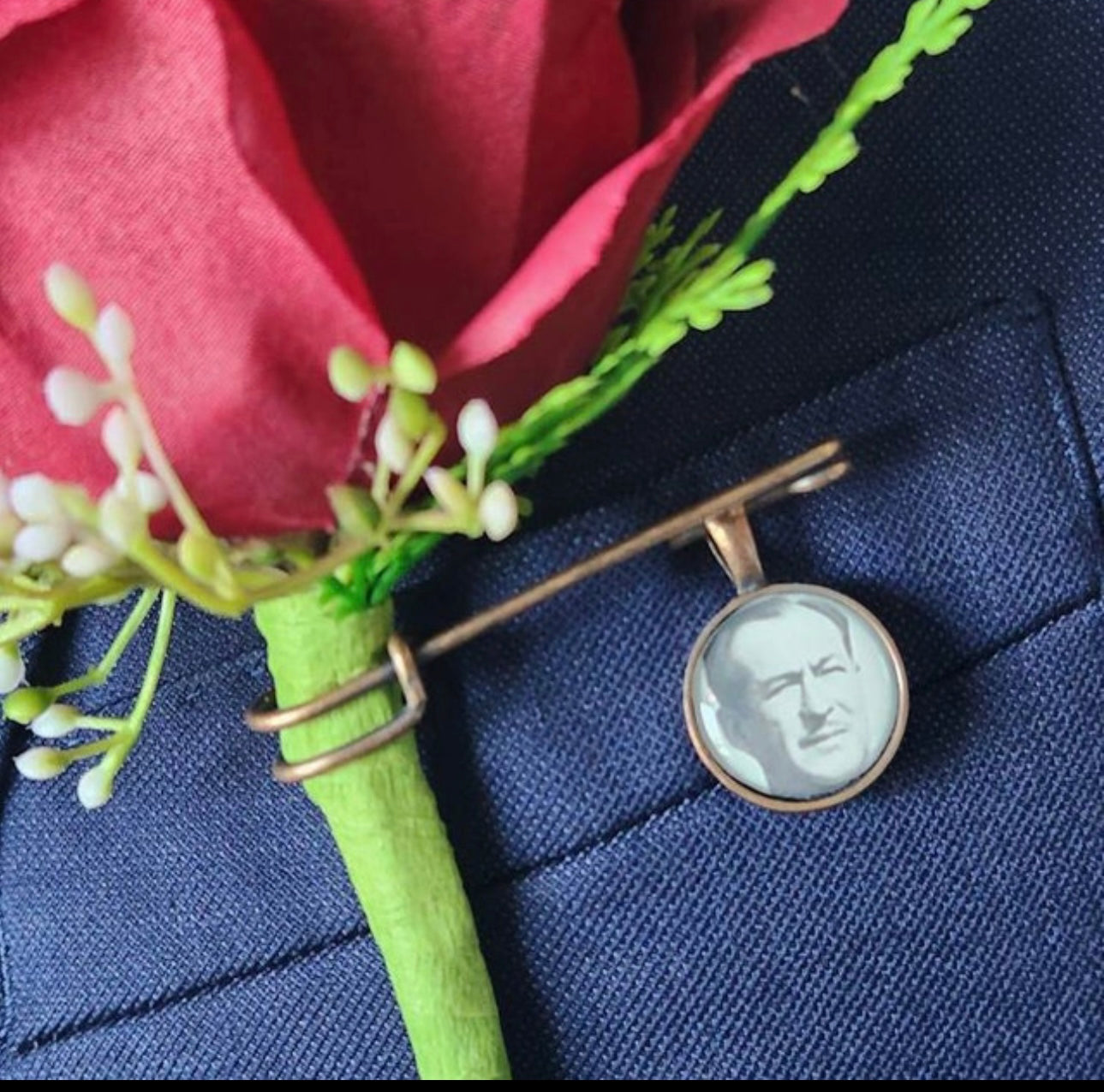 Groom Boutonniere Wedding Photo Charm Keepsake