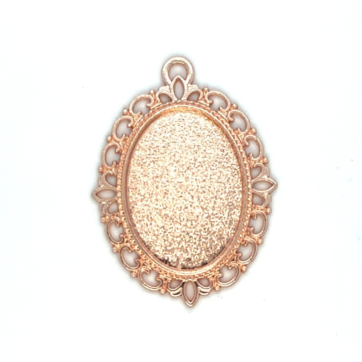 Lace Oval Pendant, Rose Gold