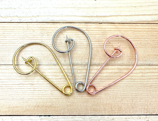 Swirl Safety Pin for Photo Charms 2 inches gold, silver, rose gold