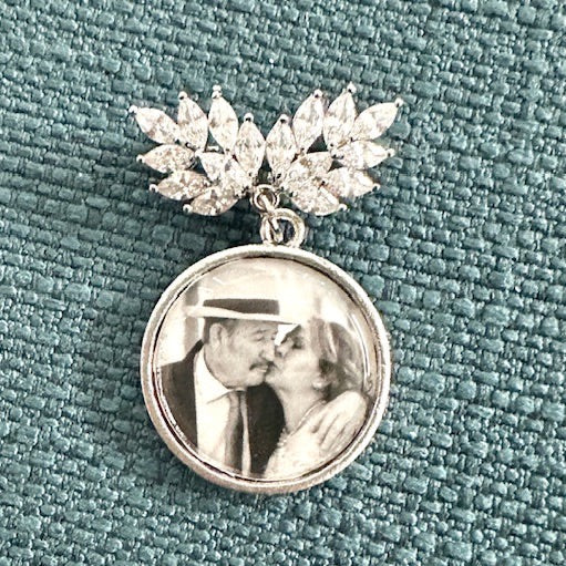 Custom Memorial Charm and Crystal Pin / Brooch