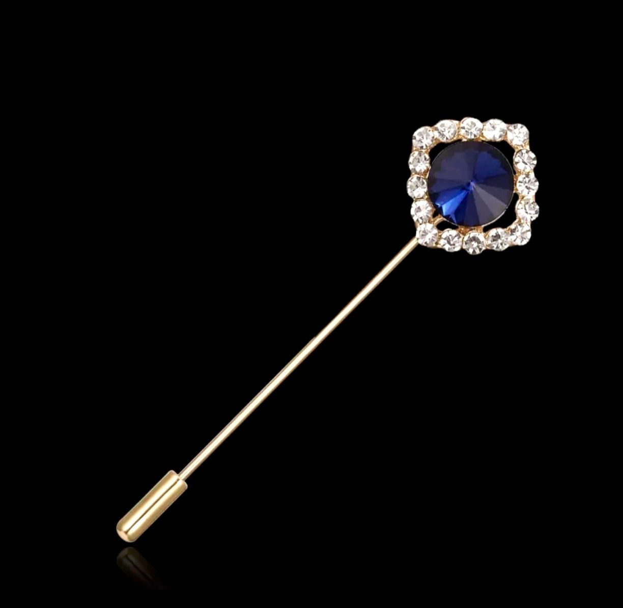 Something Blue Rhinestone Lapel Pin Silver or Gold