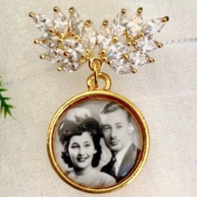 Custom Memorial Charm and Crystal Pin / Brooch