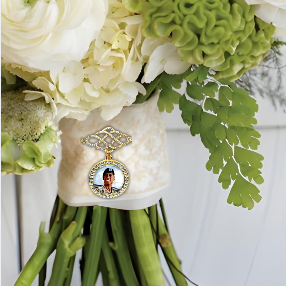 Rhinestone Wedding Bouquet Wrap and Photo Charm