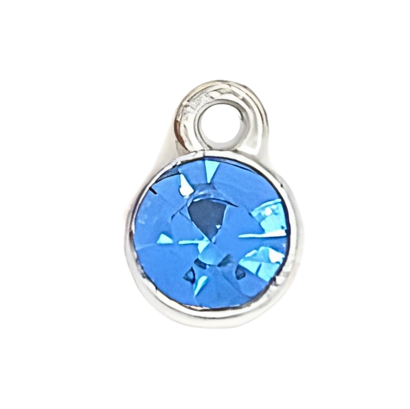 Something Blue Rhinestone Charm Round