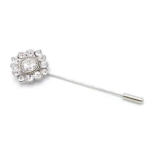 Vintage Style Silver Rhinestone Stick Pin