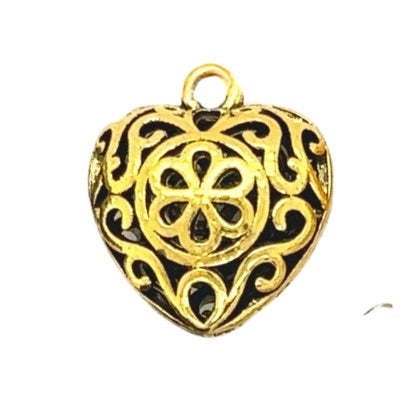 Filigree Heart Charm | Add-On, Antique Gold