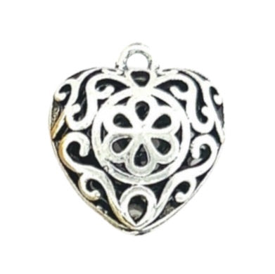 Filigree Heart Charm | Add-On, Antique Silver