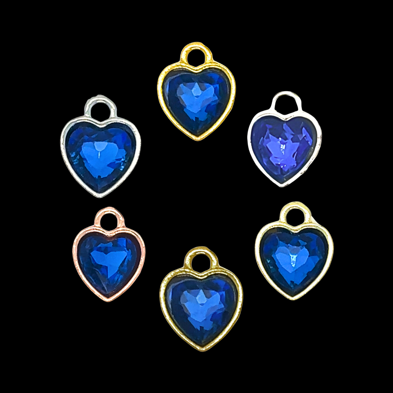 blue heart charm rhinestone small 