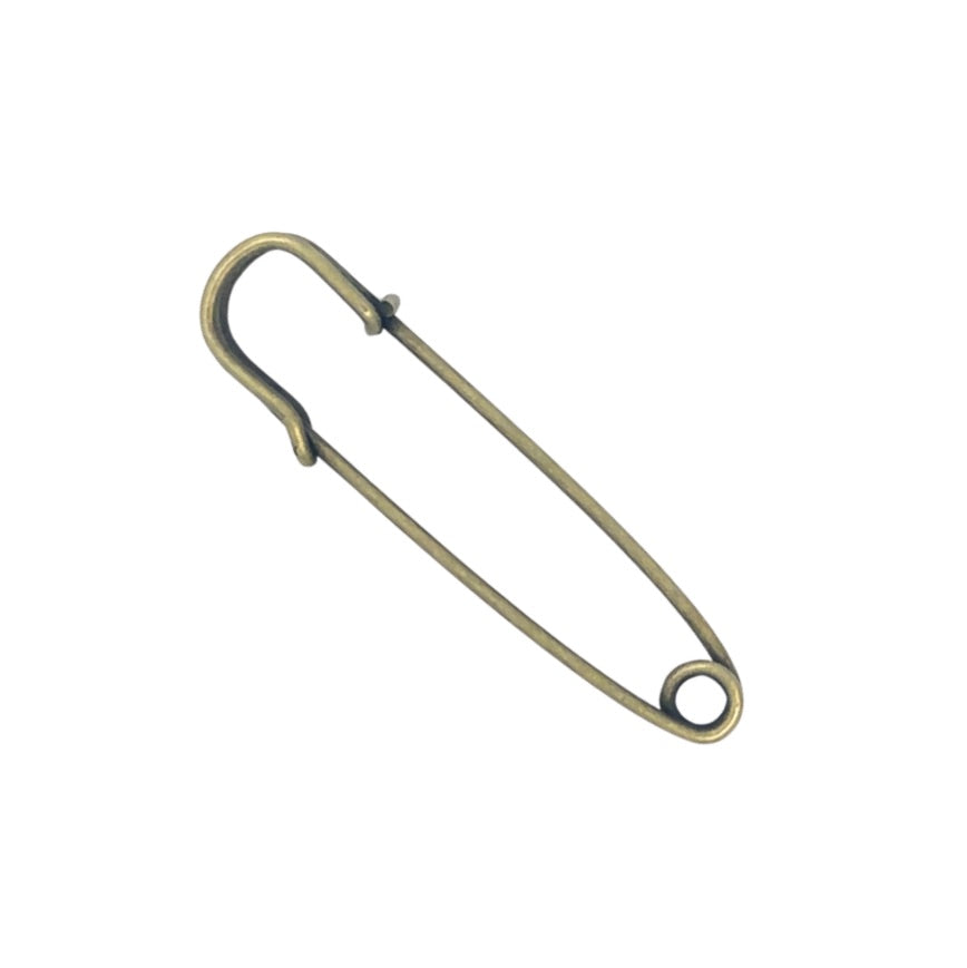 Small Safety Pin Brooch, Bronze