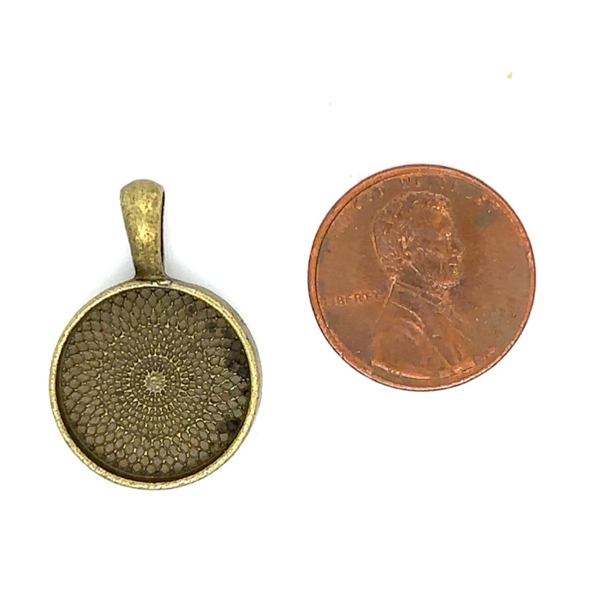 bronze small round photo locket