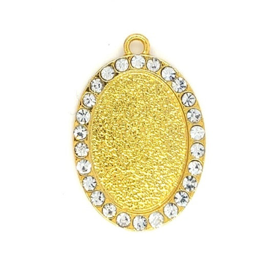 Oval Rhinestone Bezel Settings, Bright Gold