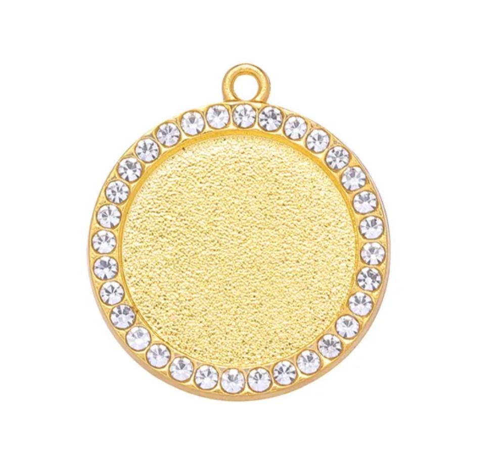 Bright Gold Round Rhinestone Bezel Setting