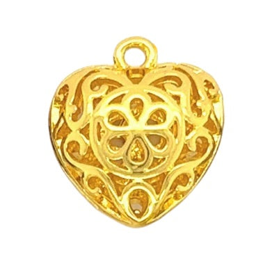 Filigree Heart Charm | Add-On, Bright gold