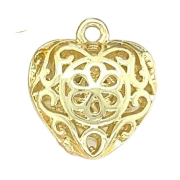 Filigree Heart Charm | Add-On, Light Gold