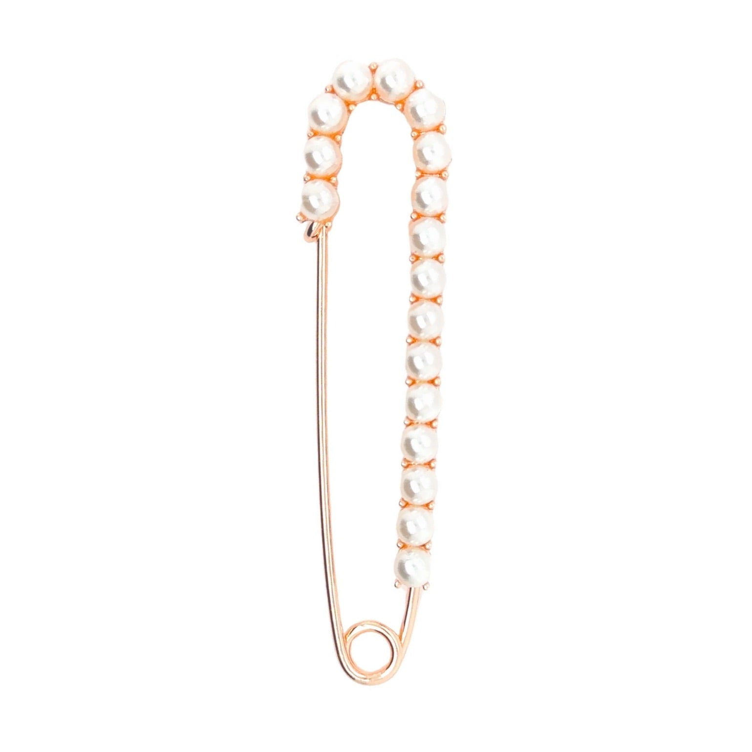 Large Pearl Safety Pin, Rose Gold