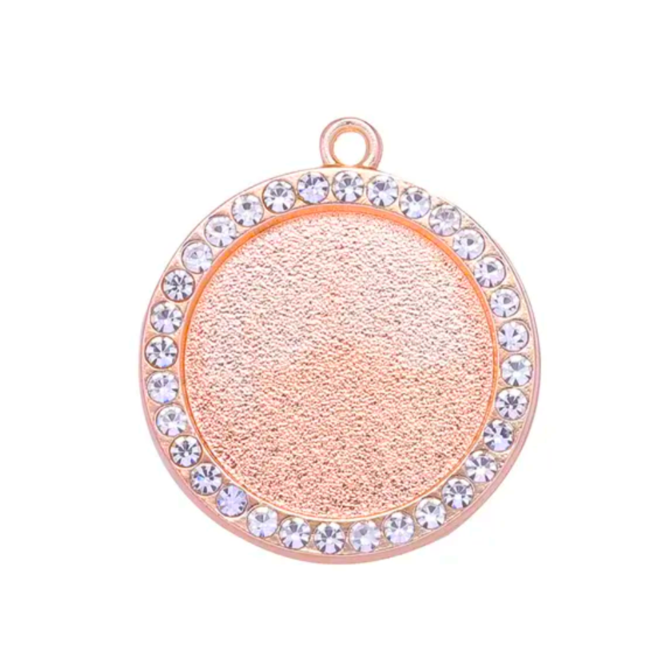 Rose Gold Round Round Rhinestone Bezel Setting