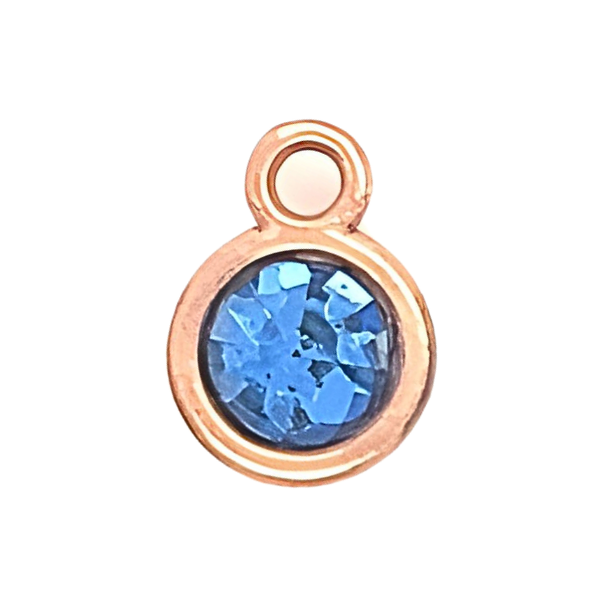 Something Blue Rhinestone Charm Round