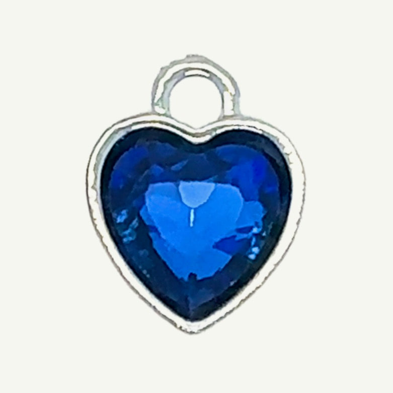 Something Blue Heart-Shaped Charm.Silver