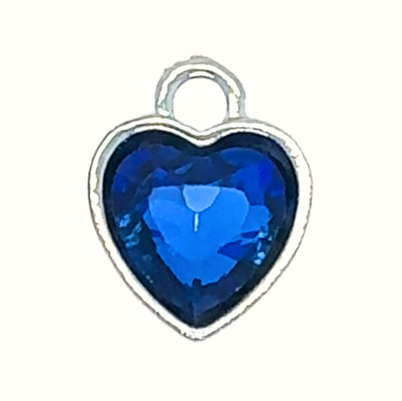 Something Blue heart rhinestone charm