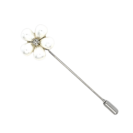 silver pearl brooch pin flower shaped