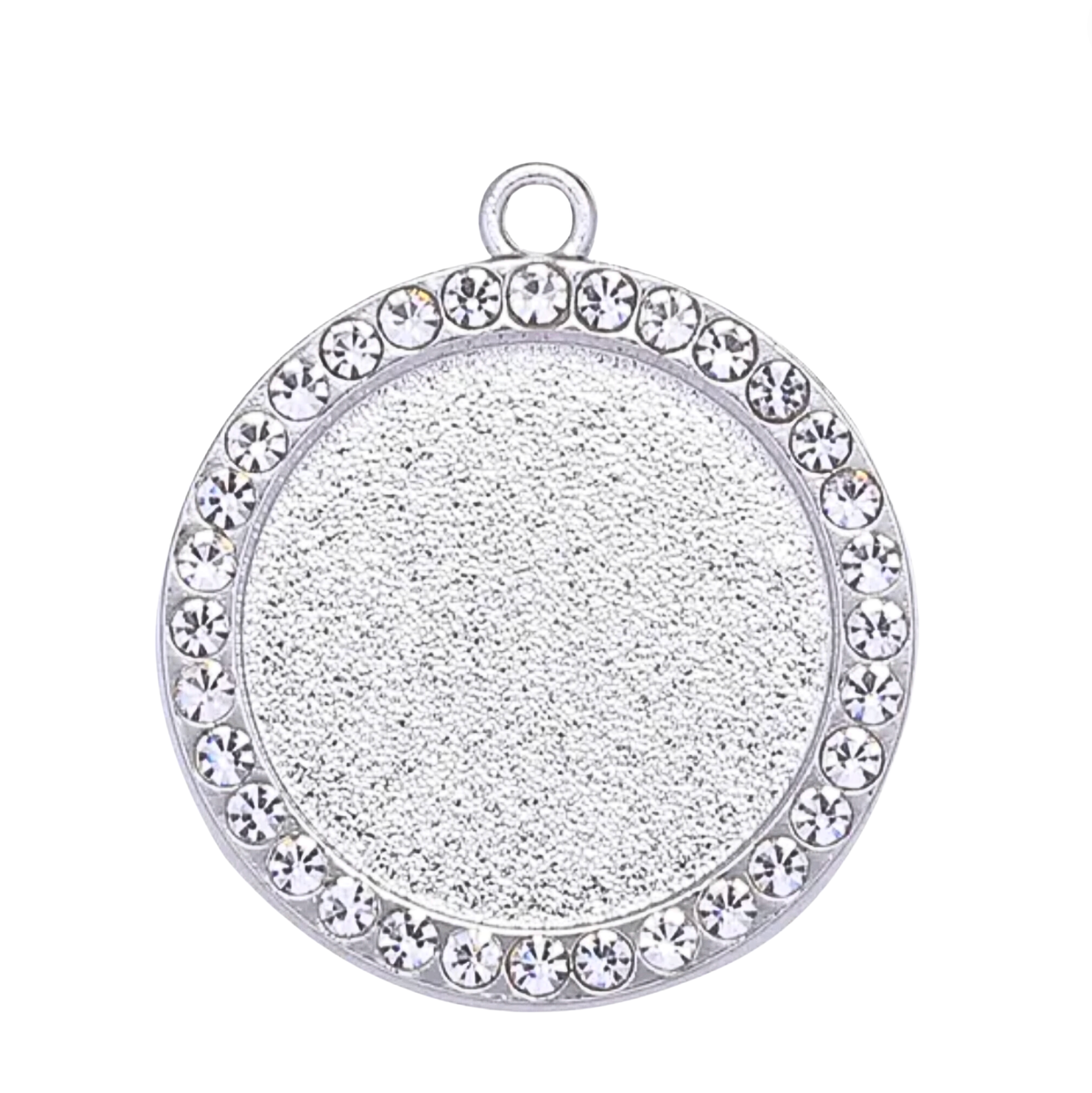 Antique Silver Round Rhinestone Bezel Setting