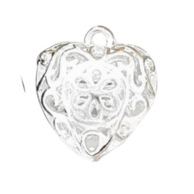 Filigree Heart Charm | Add-On, Shiny Silver