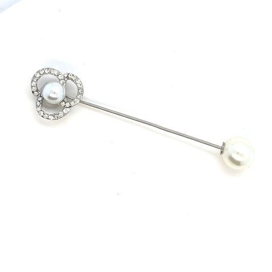 Pearl Rhinestone Brooch | Pin, Silver