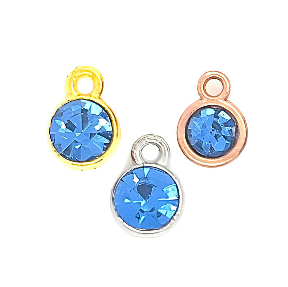 Something Blue Rhinestone Charm Round