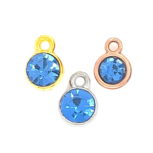 Something Blue Rhinestone Charm Round