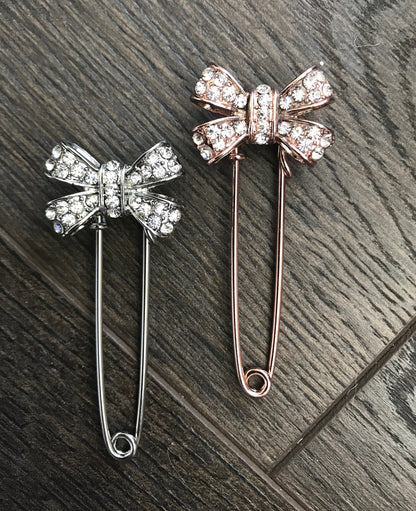 Large pin use to attach Photo charms to your wedding bouquet - Silver and Rose Gold with Rhinestones - Wedding brooch in Memory of