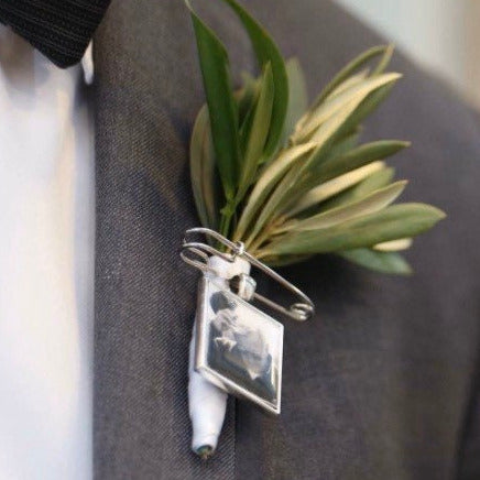 Grooms Boutonniere Memorial Wedding Photo charm Keepsake - Carry the memory of your loved ones - Great gift for groomsman DIY or Custom Made