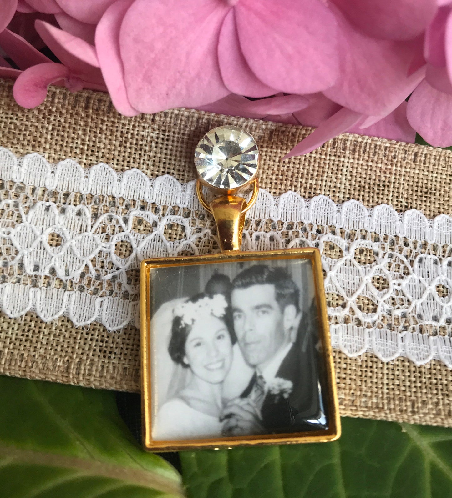 Groom boutonniere photo charm  Wedding memorial