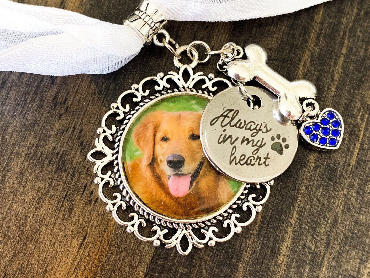 Pet Memorial photo charm perfect for Wedding bouquets, key chains Custom Made with your photo