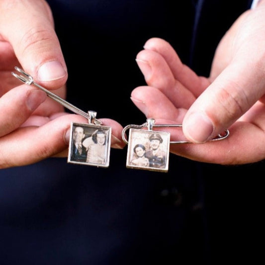 Grooms Boutonniere Memorial Wedding Photo charm Keepsake - Carry the memory of your loved ones - Great gift for groomsman DIY or Custom Made