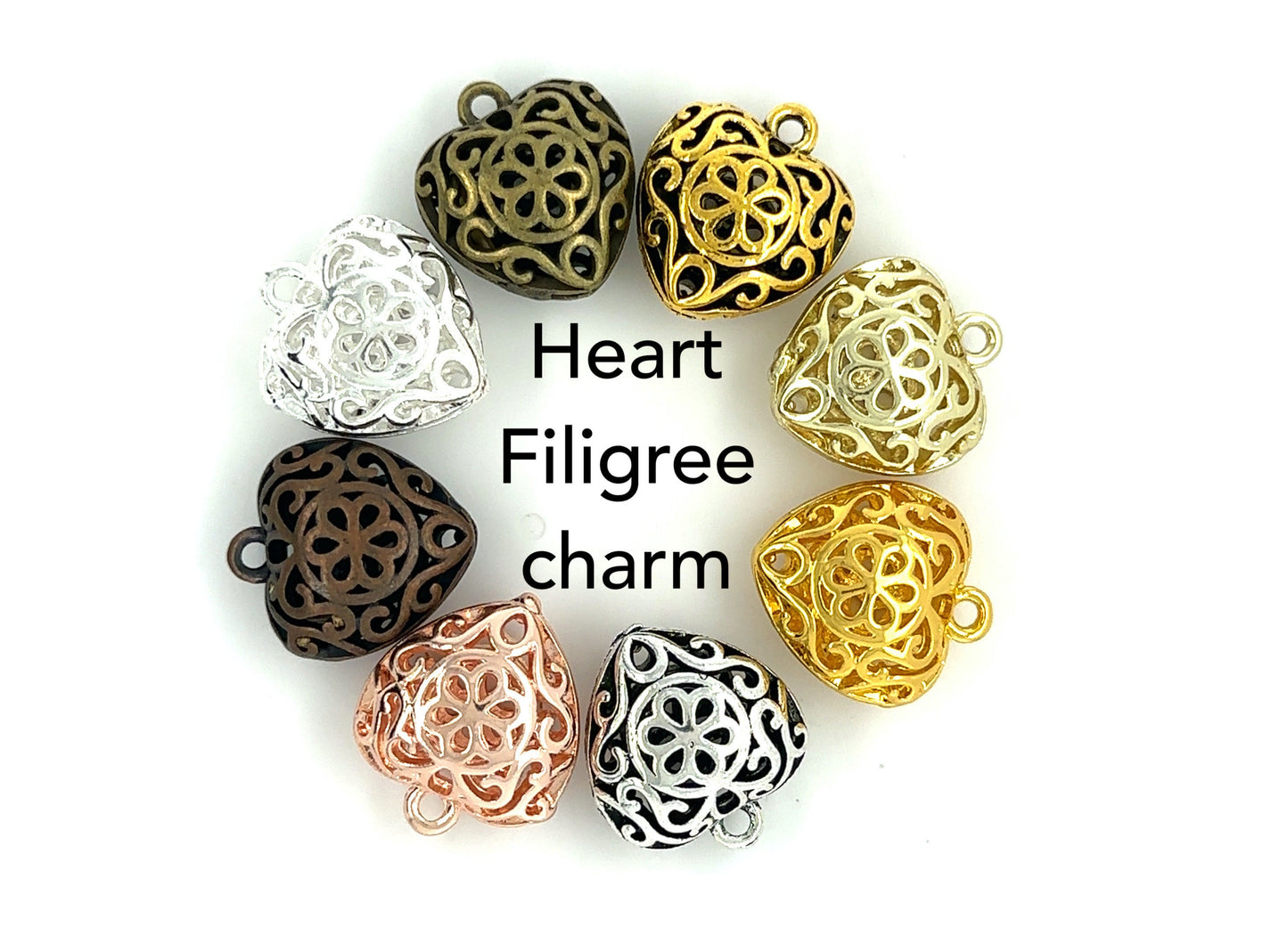 Filagree heart charm