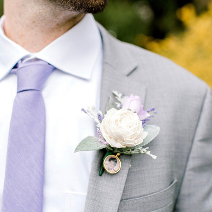 Grooms Boutonniere Memorial Wedding Photo charm Keepsake - Carry the memory of your loved ones - Great gift for groomsman DIY or Custom Made