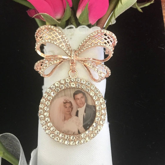 Walk me down the aisle - Wedding Jewelry charms to hang from bouquet - Photo memory pendant for keepsake includes everything you need